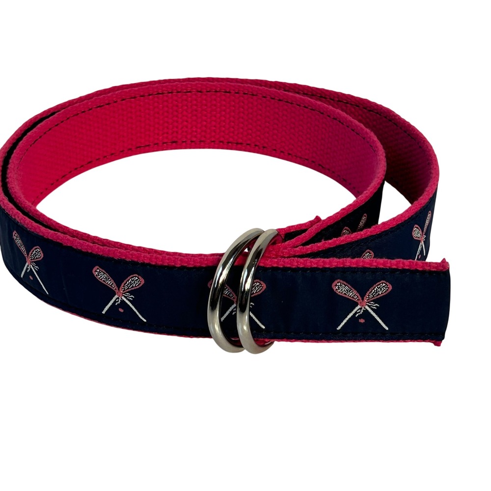 Eliza B Navy Pink Lacrosse Crossed Sticks Belt Size‎ M Preppy Y2k